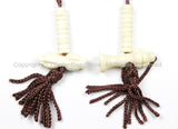 Tibetan Mala Counter Carved White Bone Bell & Vajra Set - Prayer Bead Mala Making Supplies - T50WS