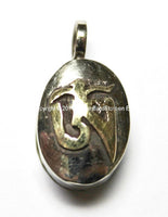 Tibetan Brass OM Mantra & Tibetan Silver Ghau Prayer Box Amulet Pendant - Ethnic Nepal Tibet Jewelry - Small Tibetan OM Ghau - WM3359B