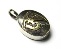 Tibetan Brass OM Mantra & Tibetan Silver Ghau Prayer Box Amulet Pendant - Ethnic Nepal Tibet Jewelry - Small Tibetan OM Ghau - WM3359B