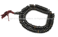 108 BEADS Tibetan Flat Disc Dark Bone Mala Prayer Beads - 10-11mm Dark Color Bone Disc Beads- TibetanBeadStore Mala Supplies- PB128 - TibetanBeadStore