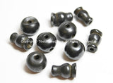 2 SETS - Tibetan Dark Black Bone Guru Bead Sets - Black Bone 3 Hole Guru Beads & Caps - Prayer Beads Mala Supplies- GB45-2