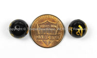 2 BEADS Tibetan "OM Mani" Mantra Etched Black Color Quartz Beads- TibetanBeadStore Handmade Tibetan Beads, Pendants, Jewelry- B2905-2