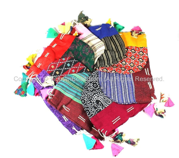 Set of 1 Small Handmade Tibetan Drawstring Fabric Purses- Ethnic Tibetan Mala Pouches Bags Gift Purses- TibetanBeadStore Purses- SP8-1