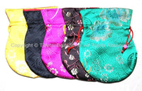 Set of 5 High Quality Tibetan Drawstring Brocade Purses Pouches- Regular Size- TibetanBeadStore Gift Mala Pouches Bags Purses- HP8-5