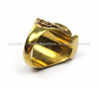Tibetan Coral Brass Ring (SIZE 9.25) Ethnic Ring Tribal Boho Ring Nepal Tibet Ring Statement Ring TibetanBeadStore Jewelry- R131-9.25