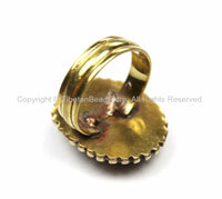 Tibetan Lapis, Coral, Brass Ring (SIZE 7) Nepalese Ring Ethnic Ring Tribal Boho Ring Nepal Ring Tibet Ring Tibetan Jewelry- R141-7