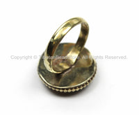OM Tibetan Ring Nepalese Ring (SIZE 6.25) Turquoise, Lapis, Coral, Brass Ring Nepalese Ethnic Ring Boho Ring Nepal Statement Ring- R158-6.25