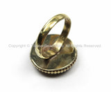 OM Tibetan Ring Nepalese Ring (SIZE 6.25) Turquoise, Lapis, Coral, Brass Ring Nepalese Ethnic Ring Boho Ring Nepal Statement Ring- R158-6.25