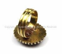 Tibetan Turquoise, Coral, Brass Ring (SIZE 8) Nepalese Ring Ethnic Ring Tribal Boho Ring Nepal Ring Tibet Ring Tibetan Jewelry- R136-8