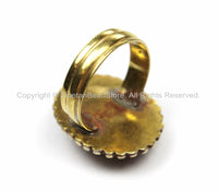 Tibetan Turquoise, Coral, Brass Ring (SIZE 8) Nepalese Ring Ethnic Ring Tribal Boho Ring Nepal Ring Tibet Ring Tibetan Jewelry- R142-8