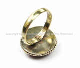 OM Tibetan Ring Nepalese Ring (SIZE 7.25) Turquoise, Coral, Brass Ring Nepalese Ethnic Ring Boho Ring Nepal Ring Statement Ring- R167-7.25