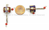 2 Tibetan "OM" Mantra Prayer Wheel Charm Pendants- Small Nepal TibetanPrayer Wheel Charms Ethnic Charms Pendants Earring Supplies-WM5752-2