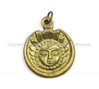Nepalese Tibetan Brass Sun Moon Charm Pendant- Brass Moon Charm- Small Yoga Charm Pendant- Ethnic Tribal Charm Nepal Tibetan Charms- WM5758