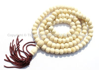 108 BEADS 8mm Tibetan White Bone Mala Prayer Beads 8mm Size - Nepalese Beads Tibetan Beads Mala Beads - Mala Making Supplies - PB107 - TibetanBeadStore