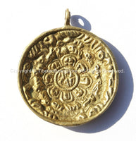 Medium Size Tibetan Calendar Timeline Wheel Solid Brass Charm Pendant- Melong Shamanic Mirror Amulet Pendant Ethnic Tribal Amulet WM3707B