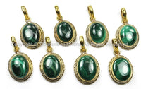 Nepal Tibetan Malachite & Brass Pendant- Nepal Pendant Tibet Pendant Malachite Pendant Handmade Tibetan Beads, Pendants, Jewelry - WM5892