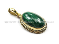Nepal Tibetan Malachite & Brass Pendant- Nepal Pendant Tibet Pendant Natural Malachite Pendant Tibetan Beads, Pendants, Jewelry - WM5899
