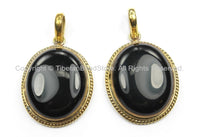 Nepal Tibetan Black Onyx & Brass Pendant- Tibetan Nepalese Pendant TibetanBeadStore Handmade Tibetan Beads, Pendants, Jewelry - WM5888