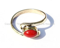 Nepal Tibetan Coral Brass Ring (SIZE 8.5) Handmade Nepal Ring Boho Ring Nepalese Tibet Ring TibetanBeadStore Tibetan Jewelry R42-8.5