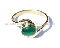 Nepal Tibetan Green Onyx Brass Ring (SIZE 9.25) Handmade Nepal Ring Boho Ring Nepalese Tibet Ring TibetanBeadStore Tibetan Jewelry- R55-9.25