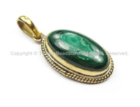 AS IS Nepal Tibetan Malachite Gemstone Inlay Pendant- Malachite Inlay Pendant TibetanBeadStore -Handmade- Brass with Gemstone Inlay- WM5893