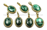 Nepal Tibetan Malachite & Brass Pendant- Nepal Pendant Tibet Pendant Natural Malachite Pendant Handmade Tibetan Pendants, Jewelry - WM5830-1