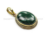 Nepal Tibetan Malachite & Brass Pendant- Nepal Pendant Tibet Pendant Natural Malachite Pendant Handmade Tibetan Pendants, Jewelr - WM5830B-1