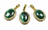 Nepal Tibetan Malachite & Brass Pendant- Nepal Pendant Tibet Pendant Natural Malachite Pendant Handmade Tibetan Pendants, Jewelr - WM5776