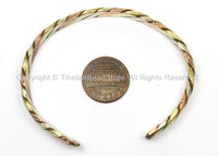 Tibetan Healing 3 Metals Braided Adjustable Bracelet Cuff- Unisex Cuff- Tibetan Jewelry by TibetanBeadStore- C114