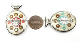 Nepal Tibetan Reversible Sun & Double Fish Bone Pendant with Metal Inlays - Boho Ethnic Nepal Tibetan Pendant- Handmade Jewelry - WM5911