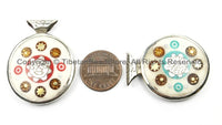 Nepal Tibetan Reversible Sun & Double Fish Bone Pendant with Metal Inlays - Boho Ethnic Nepal Tibetan Pendant- Handmade Jewelry - WM5910