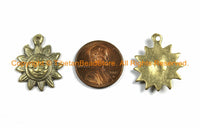 2 PENDANTS SMALL Ethnic Nepalese Tibetan Antiqued Brass Sun Charm Pendants- Small Sun Yoga Charms Nepal Pendants Tibetan Charms WM5757B-2