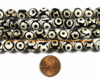 4 BEADS Faceted Black & White Agate Beads - Etched Black White Stone Beads - Faceted Beads - B2929-4