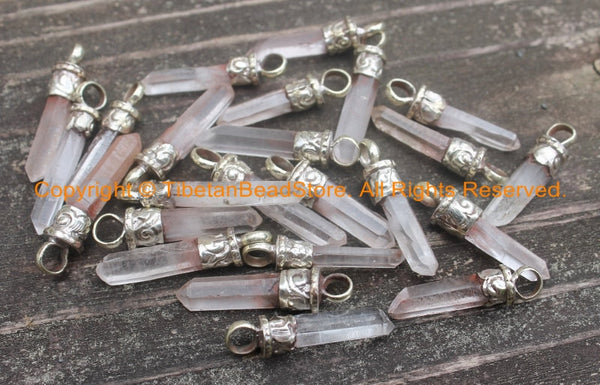 TibetanBeadStore's Custom Design Tibetan Crystal Quartz Point Charm Pendants- Himalayan Crystal Quartz Healing Amulet Pendant- WM6251-1