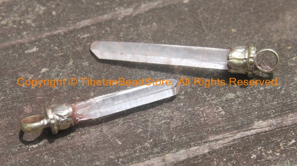 TibetanBeadStore's Custom Design Tibetan Crystal Quartz Point Charm Pendants- Himalayan Crystal Quartz Healing Amulet Pendant- WM6258-1