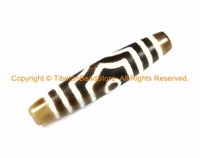 1 BEAD BIG LONG Tibetan Etched Agate Dzi Bead 3 Eye Dzi Zee Dzee Zi Agate Bead - Tibetan Beads- Ethnic Tribal Dzi Beads - B2931