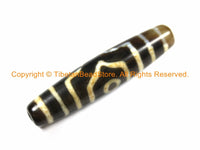 1 BEAD BIG LONG Tibetan Etched Agate Dzi Bead 3 Eye Dzi Zee Dzee Zi Agate Bead - Tibetan Beads- Ethnic Tribal Dzi Beads - B2935