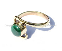 Nepal Tibetan Malachite Brass Ring (SIZE 7.25) Nepal Ring Boho Ring Nepalese Tibet Ring TibetanBeadStore Handmade Tibetan Jewelry- R35-7.25