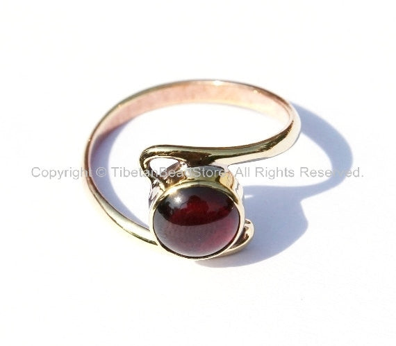 Nepal Tibetan Onyx Garnet Brass Ring (SIZE 9.25) Handmade Nepal Ring Boho Ring Nepalese Tibet Ring TibetanBeadStore Tibetan Jewelry R41-9.25
