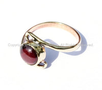 Nepal Tibetan Onyx Garnet Brass Ring (SIZE 9.75) Handmade Nepal Ring Boho Ring Nepalese Tibet Ring TibetanBeadStore Tibetan Jewelry R41-9.75