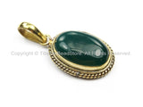 Nepal Tibetan Malachite Gemstone Inlay Pendant- Malachite Inlay Pendant TibetanBeadStore -Handmade- Brass with Gemstone Inlay- WM5871