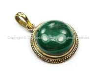 Nepal Tibetan Malachite & Brass Pendant- Nepal Pendant Tibet Pendant Natural Malachite Pendant Tibetan Beads, Pendants, Jewelry - WM5894