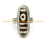 Ethnic Tibetan Dzi Ring (SIZE 8.75) Tibetan Resin Dzi Amulet Ring- Dzi Zee Unisex Ring- TibetanBeadStore Tibetan Beads & Jewelry- R250B-8.75