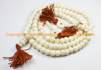 108 beads Tibetan Cream White Bone Mala Prayer Beads with Bone Counters - 8mm - Tibetan Mala Beads - Mala Making Supplies - PB140 - TibetanBeadStore