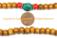 108 beads Tibetan Natural Stained Wood Mala Prayer Beads with Spacers- 8mm Tibetan Mala Beads- TibetanBeadStore Mala Making Supplies- PB131 - TibetanBeadStore