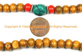 108 beads Tibetan Natural Stained Wood Mala Prayer Beads with Spacers- 8mm Tibetan Mala Beads- TibetanBeadStore Mala Making Supplies- PB131 - TibetanBeadStore