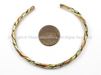 Tibetan 3 Metals (Brass, Copper, White Metal) Braided Adjustable Bracelet Cuff- Unisex Cuff- Tibetan Jewelry by TibetanBeadStore- C115