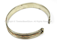 Tibetan OM Mani Mantra Mixed Metals Adjustable Bracelet Cuff- Unisex Cuff Yoga Cuff OM Mani Padme Hung Mantra Cuff- TibetanBeadStore- C118