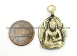 Tibetan Brass Buddha Charm Pendant - Small Buddha Pendant - Buddha Amulet - Nepal Tibetan Jewelry- Buddha Amulet- TibetanBeadStore- WM5904
