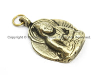 Tibetan Brass Buddha Charm Pendant - Small Buddha Pendant - Buddha Amulet - Nepal Tibetan Jewelry- Buddha Amulet- TibetanBeadStore- WM5904